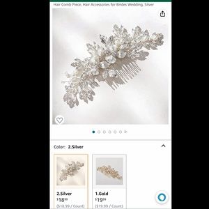 Bride hair comb piece silver